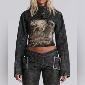 Black Buckle Leather Jacket